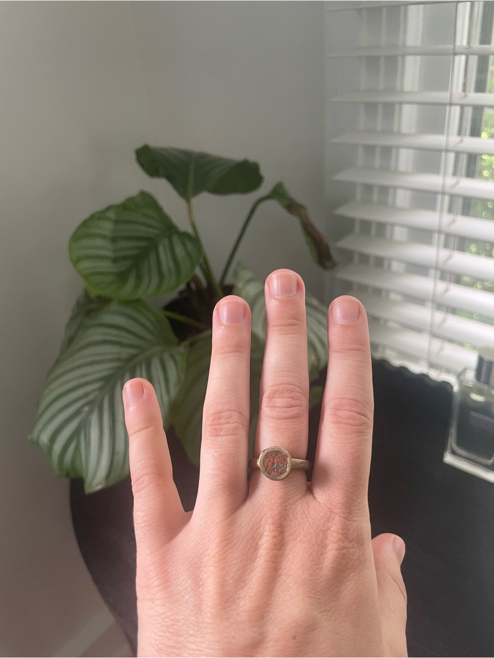 Handmade Gold-Tone Round Statement Ring